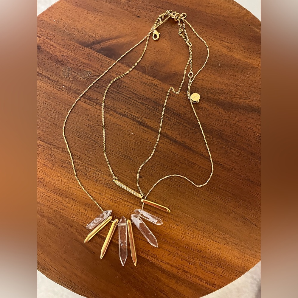 Stella & Dot Gilded Gold & Quartz Rebel Cluster Necklace